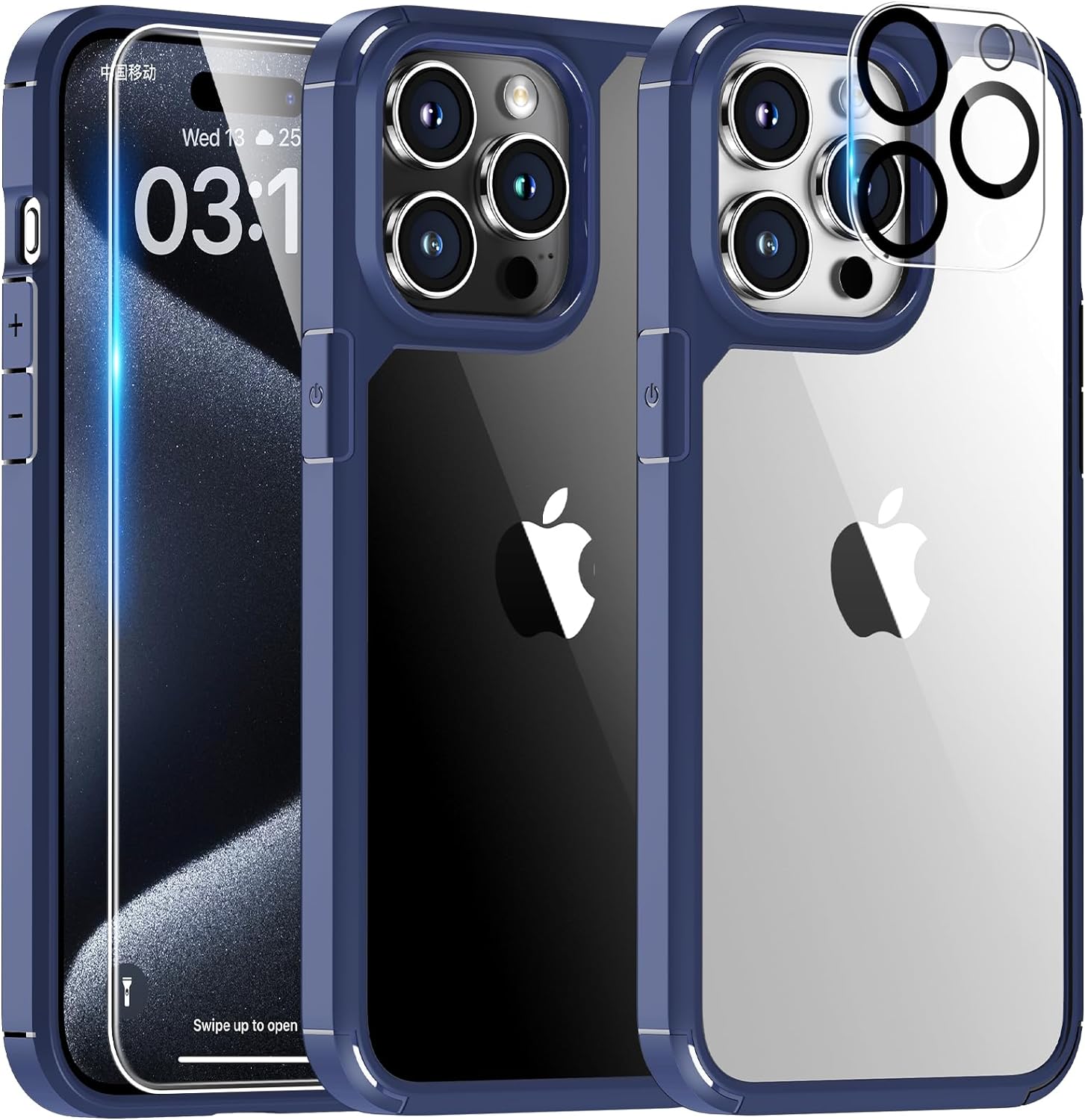 TAURI for iPhone 14 Pro Case, [5 in 1] 1X Clear Case [Not-Yellowing] with  2X Screen Protectors + 2X Camera Lens Protectors, [Military Grade Drop