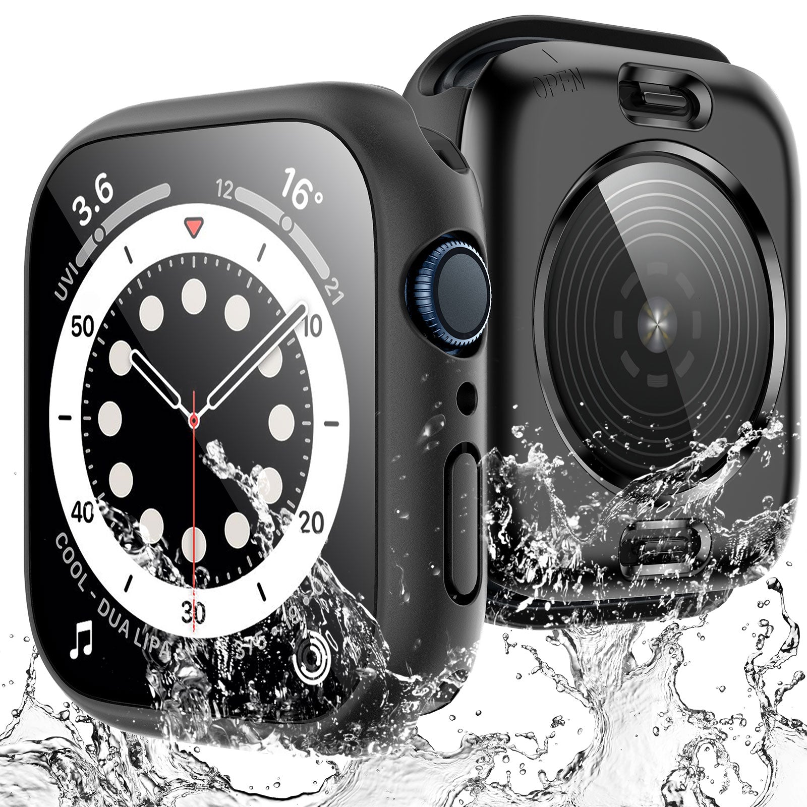 TAURI 2 Pack Waterproof Case Designed for Apple Watch Series SE 6 5 4