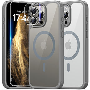 TAURI 5 in 1 for iPhone 16 Pro Max Case, Compatible with MagSafe [Not-Yellowing] with 2X Screen Protector + 2X Camera Lens Protector, Military-Grade Protection, Magnetic Case for 16 ProMax 6.9", Gray