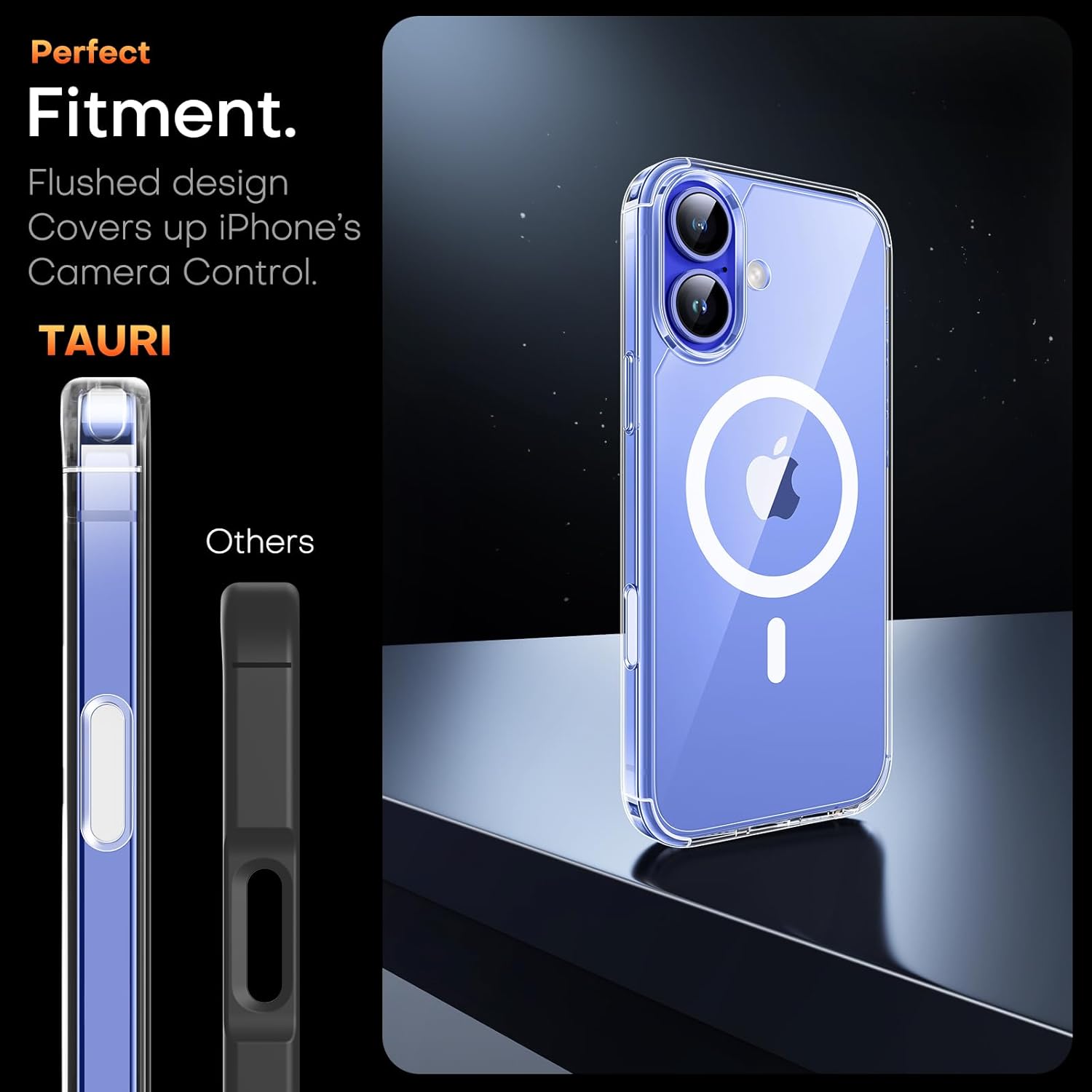 TAURI for iPhone 16 Case with Camera Control Button, Compatible with MagSafe [Anti-Yellowing], Military-Grade Protection, Slim Shockproof Magnetic Phone Case for iPhone 16 6.1", Clear