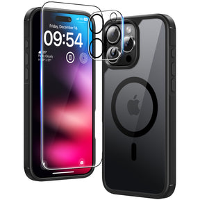 TAURI 5 in 1 for iPhone 16 Pro Case, [Compatible with MagSafe] with 2X Screen Protector +2X Camera Lens Protector, Translucent Matte Slim Magnetic Phone Case for iPhone 16 Pro 6.3", Matte Black