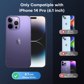 TAURI [5 in 1] Magnetic Case for iPhone 14 Pro [Military Grade Drop Protection] with 2X Screen Protector +2X Camera Lens Protector, Translucent Matte Slim Fit Compatible with Magsafe Case-Purple