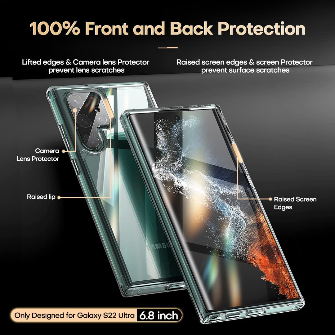 TAURI Shockproof Samsung Galaxy S22 Ultra Case, [Military Grade Protec